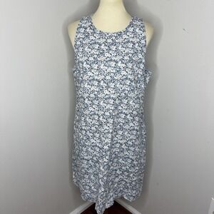 Garnet Hill Fringe-Hem A-Line Blue Floral Dress‎ Sz 12